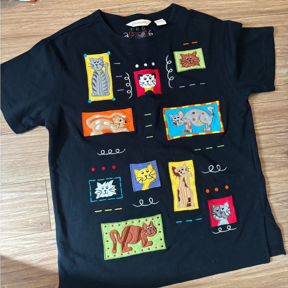 Colorful Cat Print  Shirt